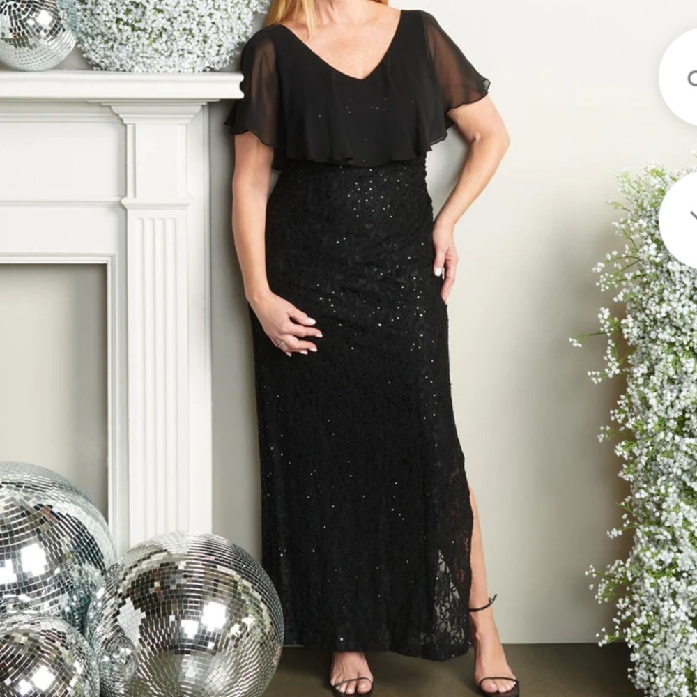 NWT Connected Lace Chiffon Overlay Gown size 10P